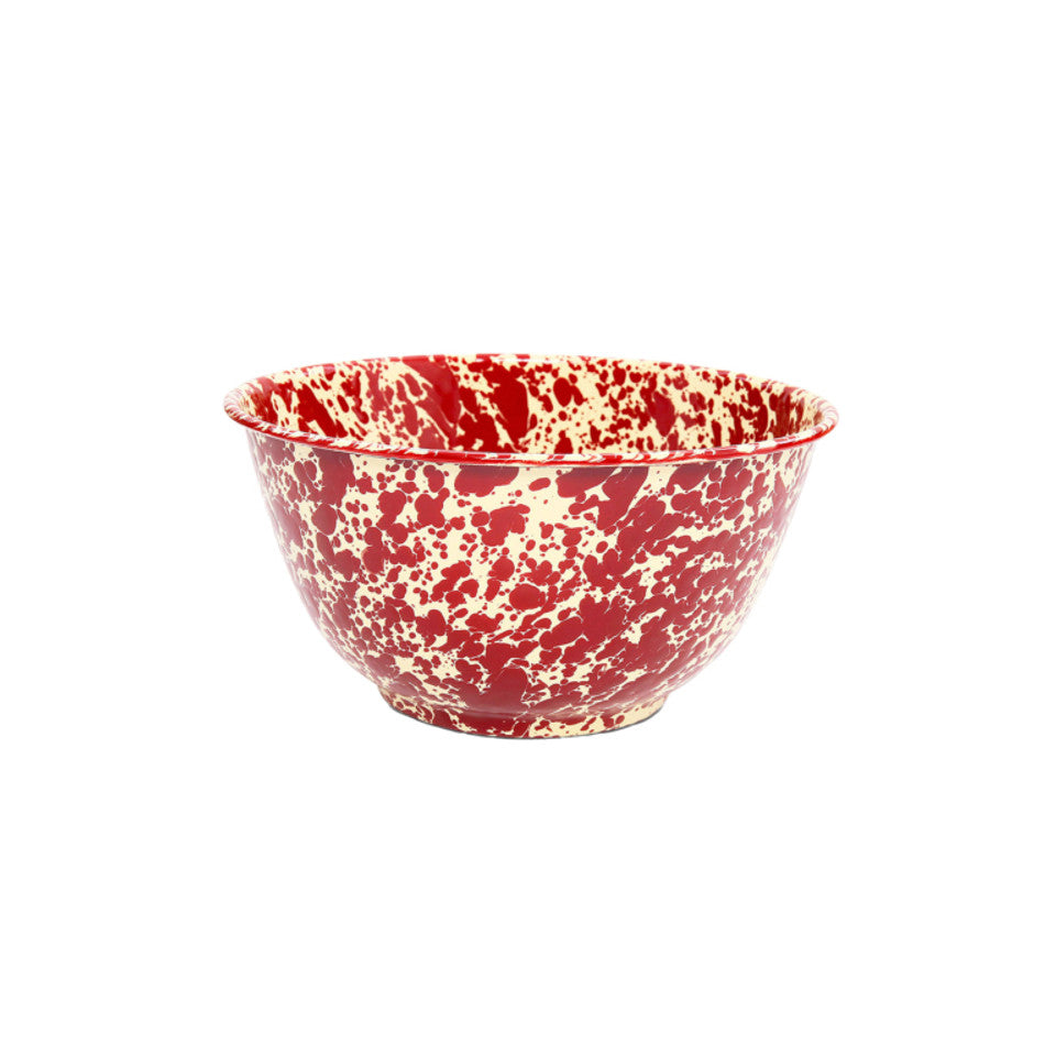 Enamel Large Salad Bowl-Red Splatter